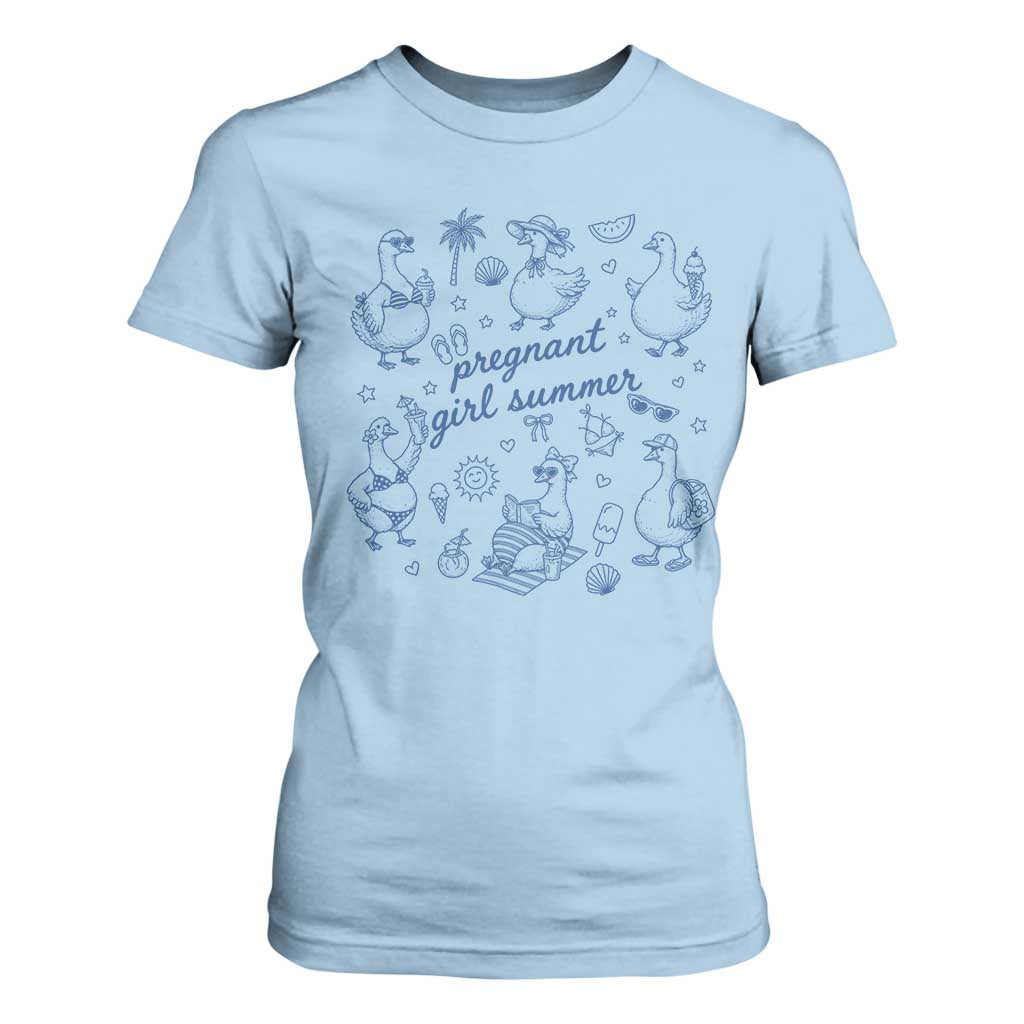 Pregnant Girl Summer T Shirt For Women Summer Goose Beach Pregnancy Announcement Baby Shower