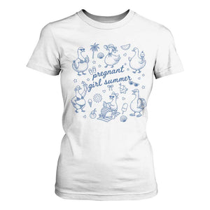 Pregnant Girl Summer T Shirt For Women Summer Goose Beach Pregnancy Announcement Baby Shower