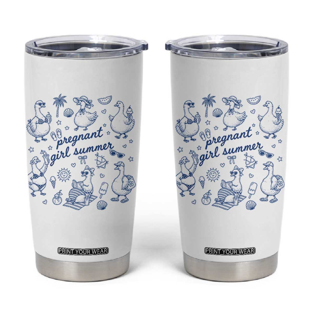 Pregnant Girl Summer Tumbler Cup Summer Goose Beach Pregnancy Announcement Baby Shower