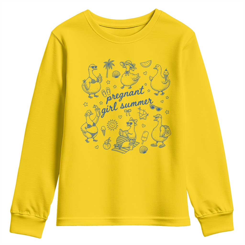 Pregnant Girl Summer Youth Sweatshirt Summer Goose Beach Pregnancy Announcement Baby Shower