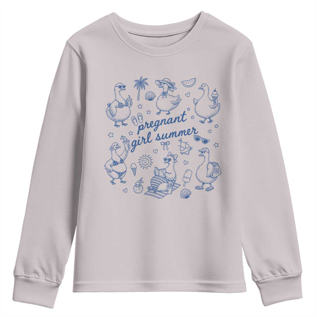 Pregnant Girl Summer Youth Sweatshirt Summer Goose Beach Pregnancy Announcement Baby Shower