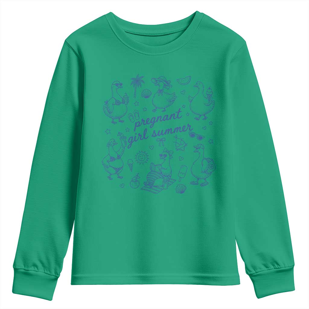 Pregnant Girl Summer Youth Sweatshirt Summer Goose Beach Pregnancy Announcement Baby Shower