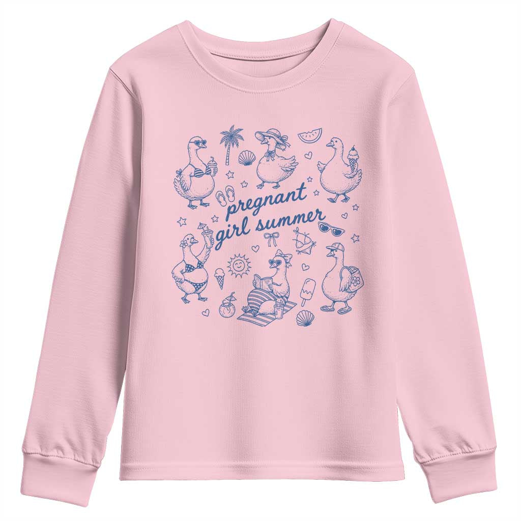 Pregnant Girl Summer Youth Sweatshirt Summer Goose Beach Pregnancy Announcement Baby Shower