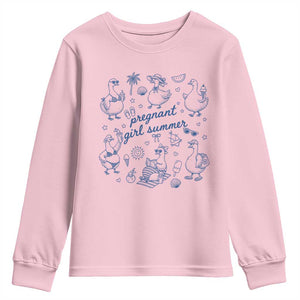 Pregnant Girl Summer Youth Sweatshirt Summer Goose Beach Pregnancy Announcement Baby Shower