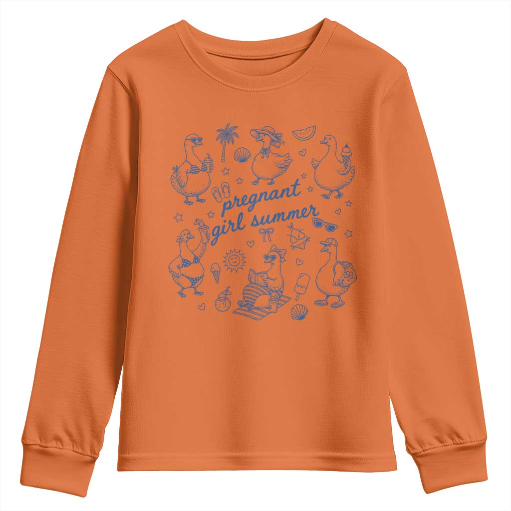 Pregnant Girl Summer Youth Sweatshirt Summer Goose Beach Pregnancy Announcement Baby Shower