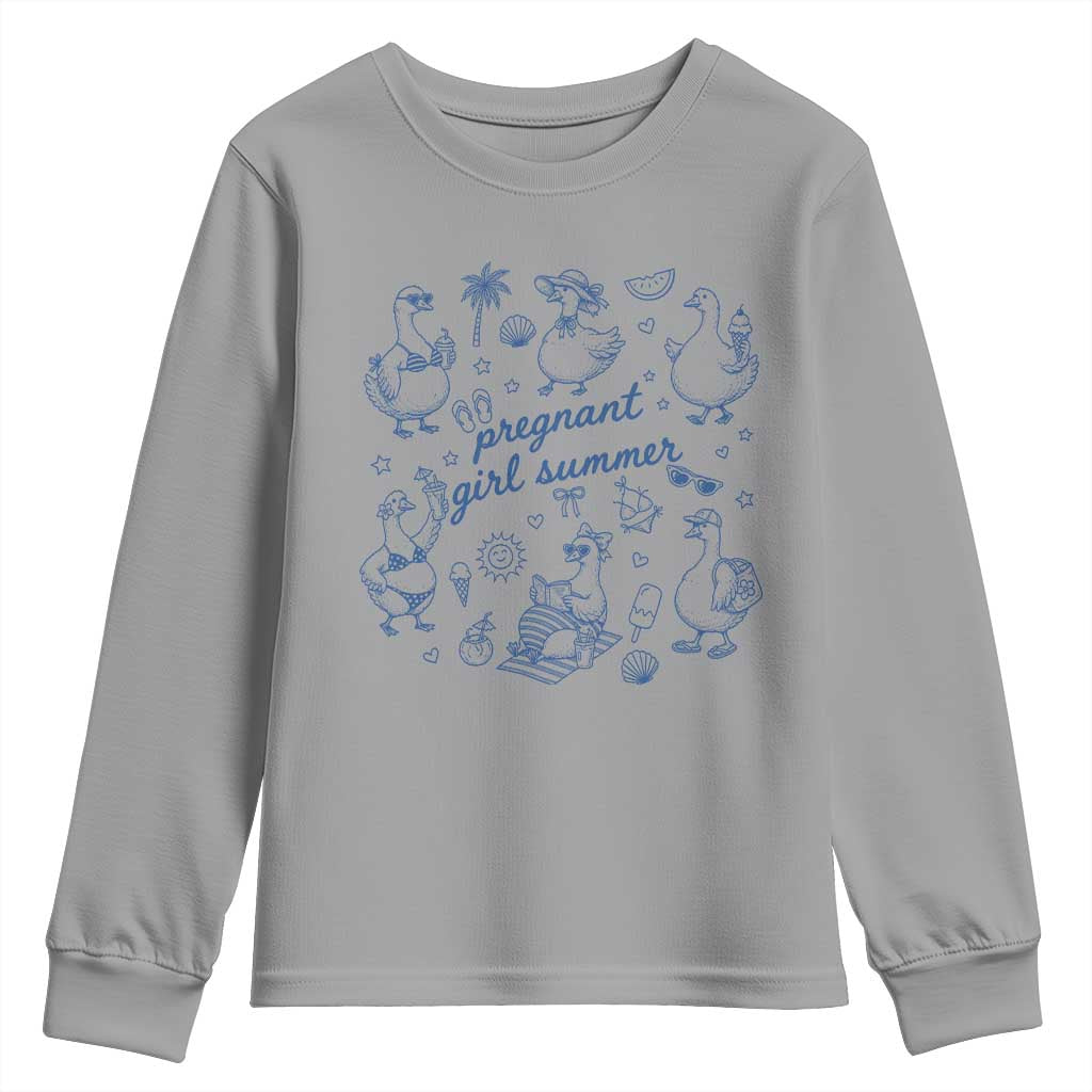 Pregnant Girl Summer Youth Sweatshirt Summer Goose Beach Pregnancy Announcement Baby Shower