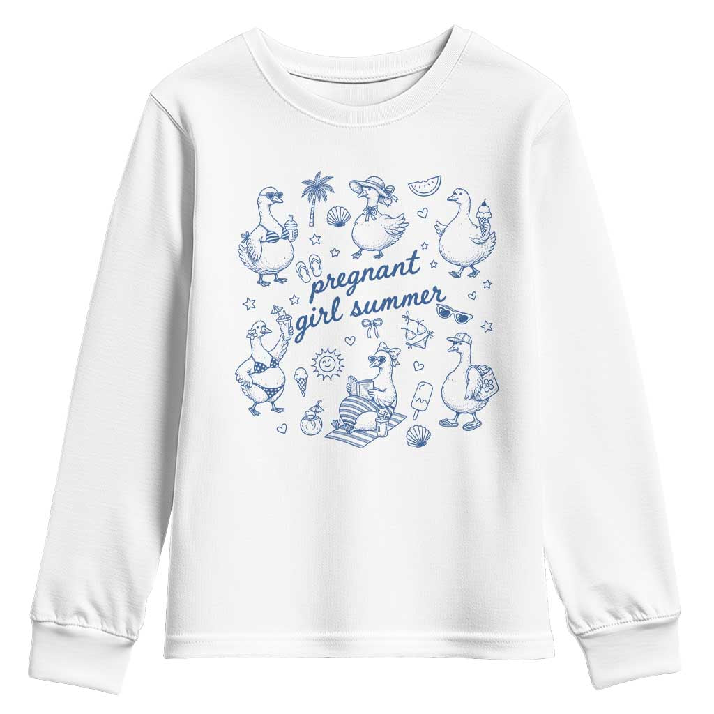 Pregnant Girl Summer Youth Sweatshirt Summer Goose Beach Pregnancy Announcement Baby Shower