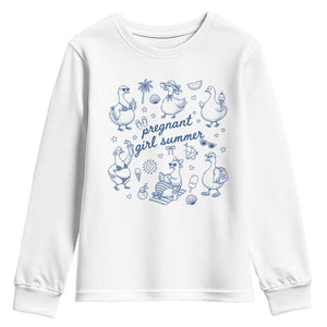 Pregnant Girl Summer Youth Sweatshirt Summer Goose Beach Pregnancy Announcement Baby Shower