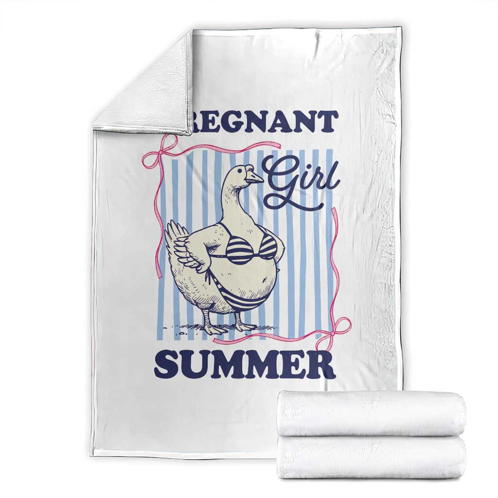 Pregnant Girl Summer Throw Blanket Striped Coquette Summer Goose Beach Pregnancy Announcement