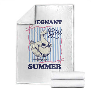 Pregnant Girl Summer Throw Blanket Striped Coquette Summer Goose Beach Pregnancy Announcement