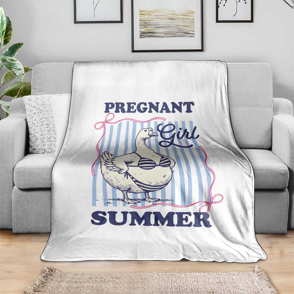 Pregnant Girl Summer Throw Blanket Striped Coquette Summer Goose Beach Pregnancy Announcement