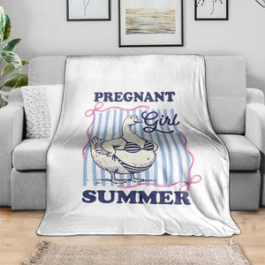 Pregnant Girl Summer Throw Blanket Striped Coquette Summer Goose Beach Pregnancy Announcement