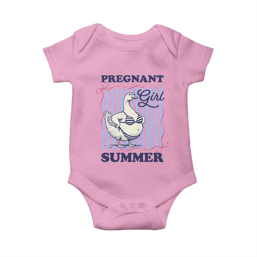 Pregnant Girl Summer Baby Onesie Striped Coquette Summer Goose Beach Pregnancy Announcement