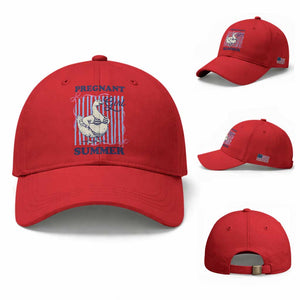 Pregnant Girl Summer Baseball Cap Striped Coquette Summer Goose Beach Pregnancy Announcement TS10 Baseball Cap Universal Fit Red Print Your Wear