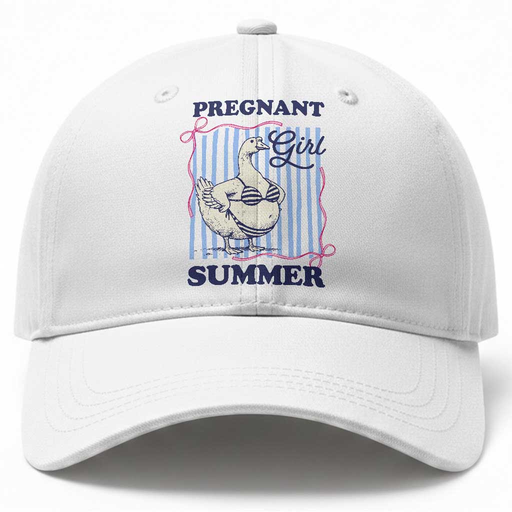Pregnant Girl Summer Baseball Cap Striped Coquette Summer Goose Beach Pregnancy Announcement TS10 Print Your Wear