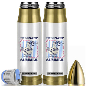 Pregnant Girl Summer Bullet Tumbler Striped Coquette Summer Goose Beach Pregnancy Announcement