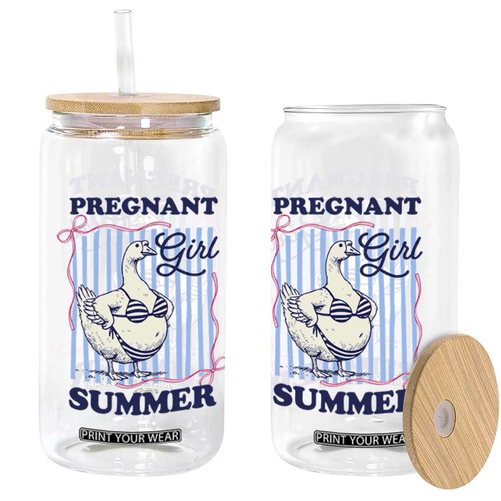 Pregnant Girl Summer Glass Can Striped Coquette Summer Goose Beach Pregnancy Announcement