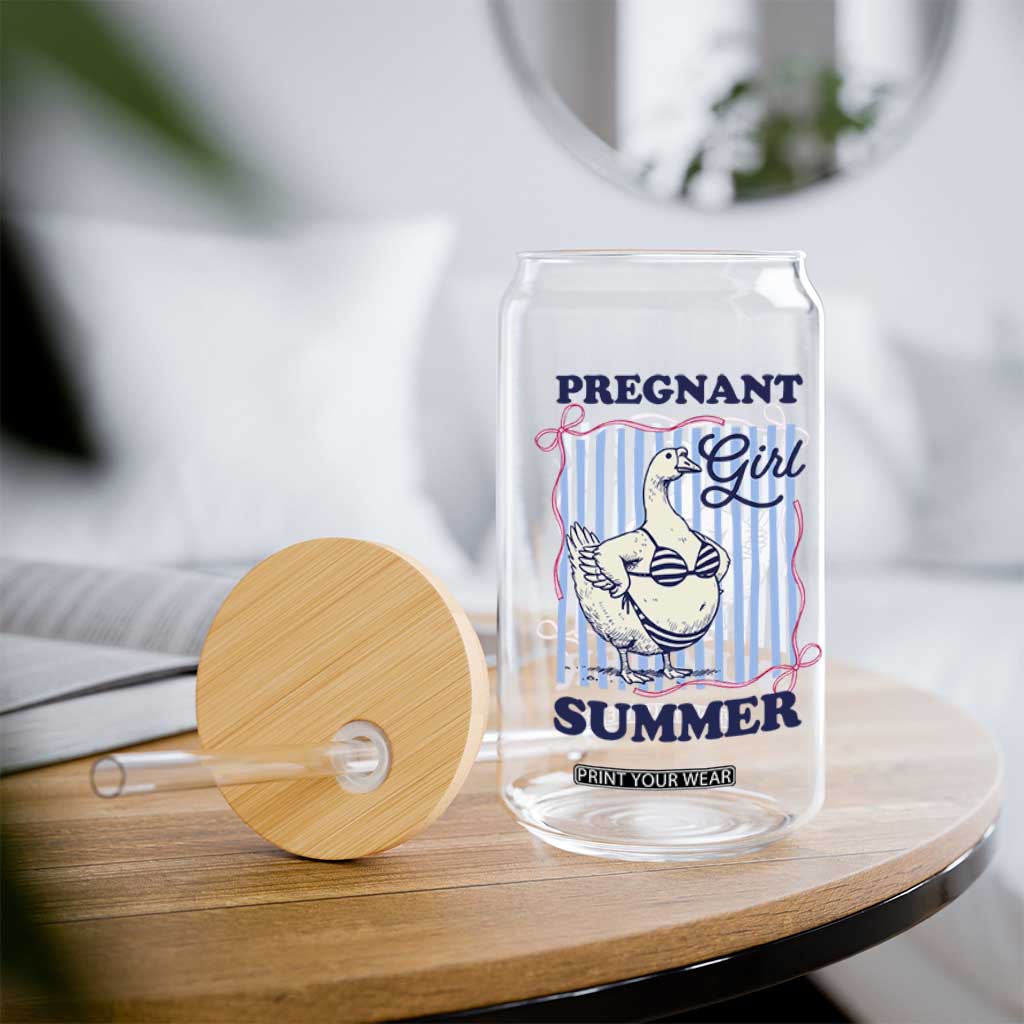 Pregnant Girl Summer Glass Can Striped Coquette Summer Goose Beach Pregnancy Announcement