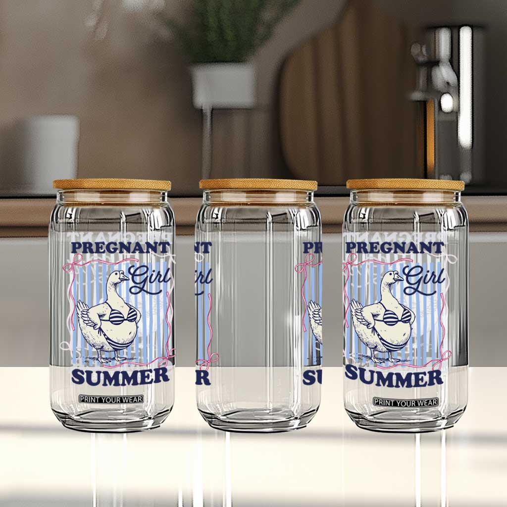 Pregnant Girl Summer Glass Can Striped Coquette Summer Goose Beach Pregnancy Announcement