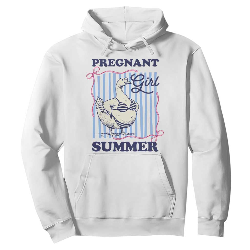 Pregnant Girl Summer Hoodie Striped Coquette Summer Goose Beach Pregnancy Announcement TS10 White Print Your Wear