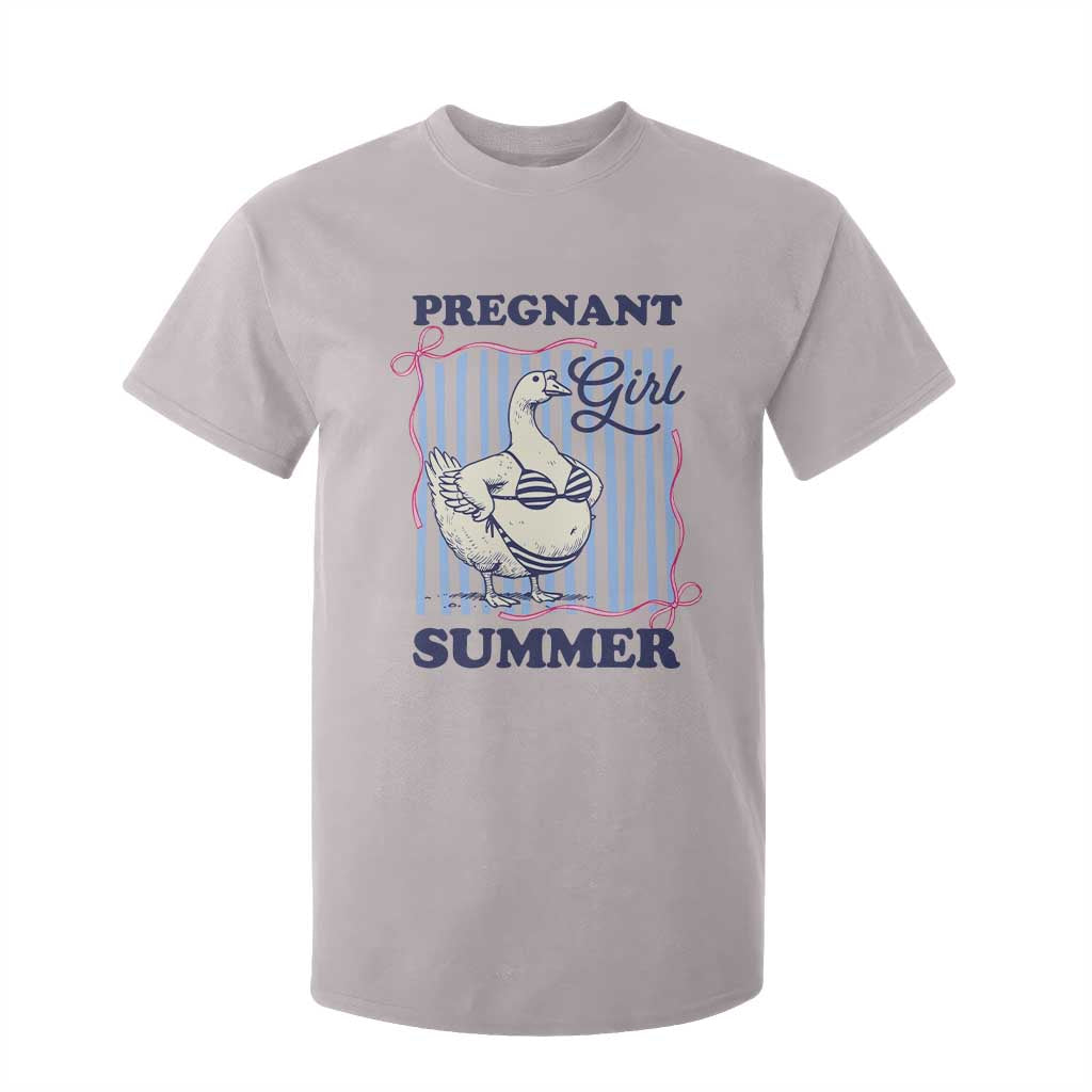 Pregnant Girl Summer T Shirt For Kid Striped Coquette Summer Goose Beach Pregnancy Announcement