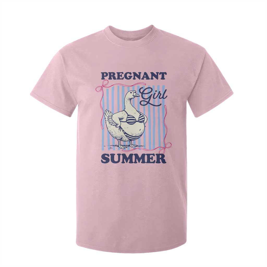 Pregnant Girl Summer T Shirt For Kid Striped Coquette Summer Goose Beach Pregnancy Announcement