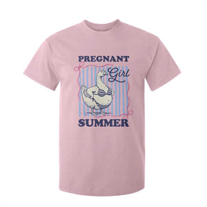 Pregnant Girl Summer T Shirt For Kid Striped Coquette Summer Goose Beach Pregnancy Announcement