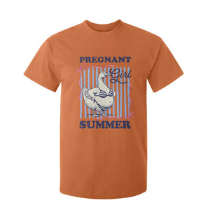 Pregnant Girl Summer T Shirt For Kid Striped Coquette Summer Goose Beach Pregnancy Announcement