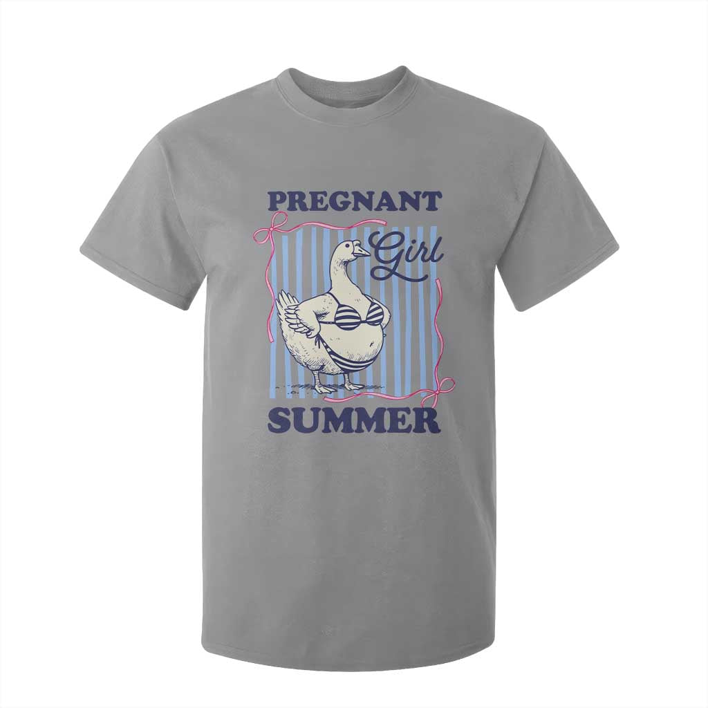 Pregnant Girl Summer T Shirt For Kid Striped Coquette Summer Goose Beach Pregnancy Announcement