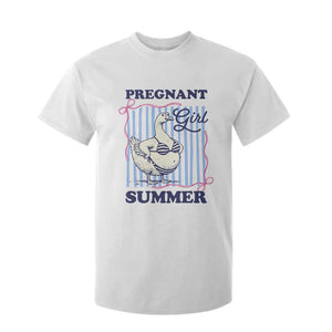 Pregnant Girl Summer T Shirt For Kid Striped Coquette Summer Goose Beach Pregnancy Announcement