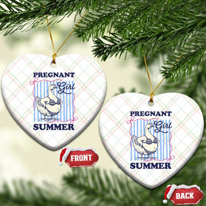 Pregnant Girl Summer Ceramic Ornament Striped Coquette Summer Goose Beach Pregnancy Announcement TS10 Print Your Wear