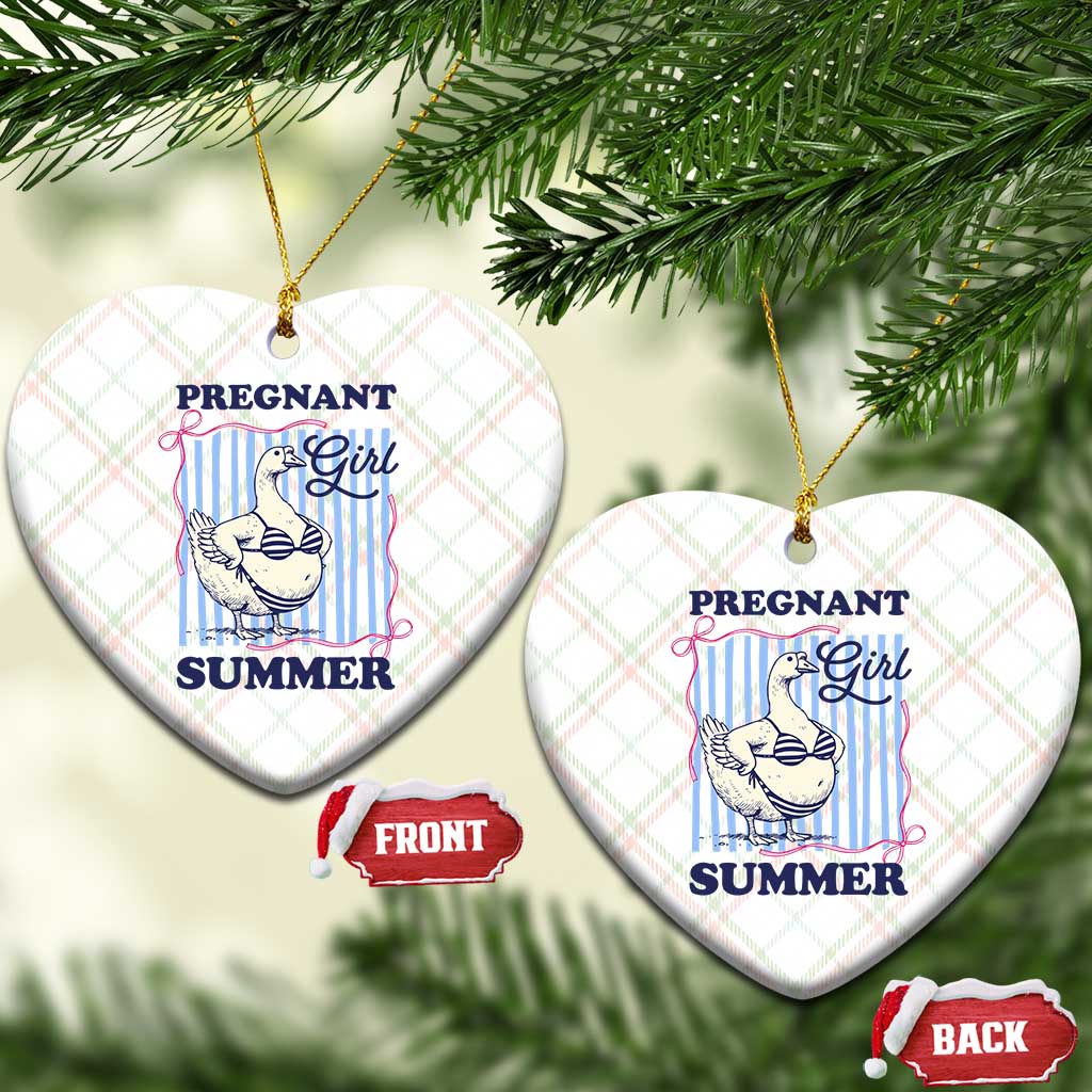 Pregnant Girl Summer Ceramic Ornament Striped Coquette Summer Goose Beach Pregnancy Announcement TS10 Print Your Wear