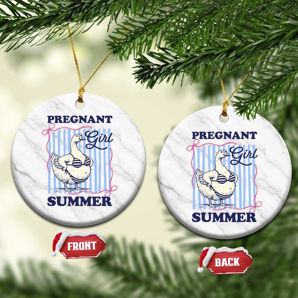 Pregnant Girl Summer Ceramic Ornament Striped Coquette Summer Goose Beach Pregnancy Announcement TS10 1pc White Marble Print Your Wear