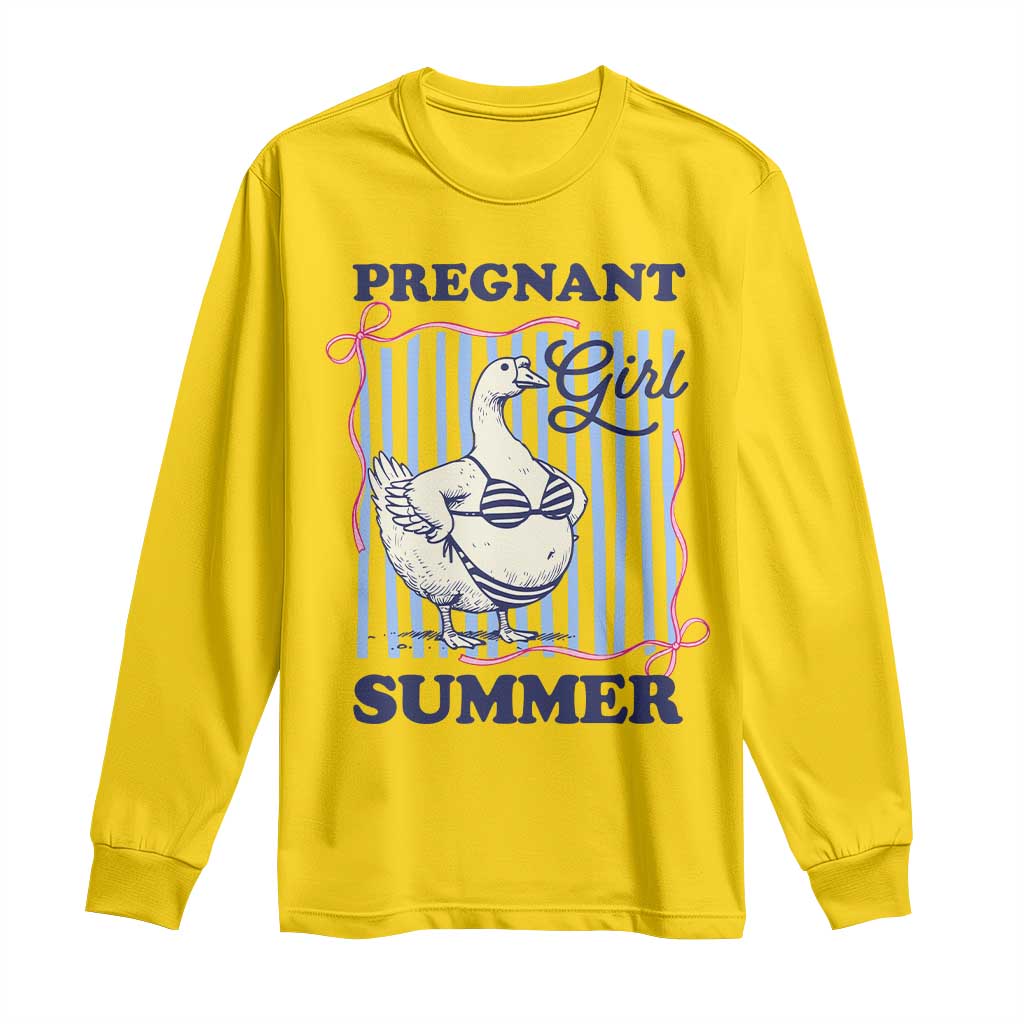Pregnant Girl Summer Long Sleeve Shirt Striped Coquette Summer Goose Beach Pregnancy Announcement