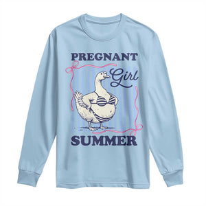 Pregnant Girl Summer Long Sleeve Shirt Striped Coquette Summer Goose Beach Pregnancy Announcement