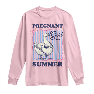Pregnant Girl Summer Long Sleeve Shirt Striped Coquette Summer Goose Beach Pregnancy Announcement