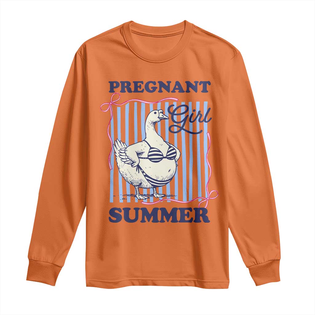 Pregnant Girl Summer Long Sleeve Shirt Striped Coquette Summer Goose Beach Pregnancy Announcement
