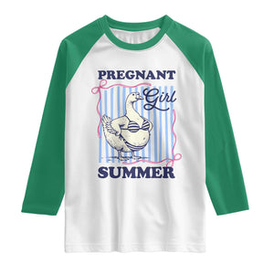 Pregnant Girl Summer Raglan Shirt Striped Coquette Summer Goose Beach Pregnancy Announcement
