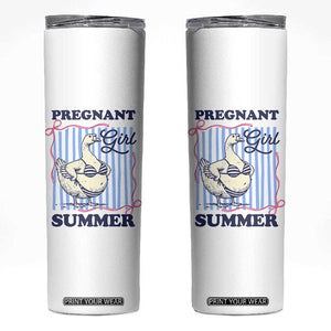 Pregnant Girl Summer Skinny Tumbler Striped Coquette Summer Goose Beach Pregnancy Announcement