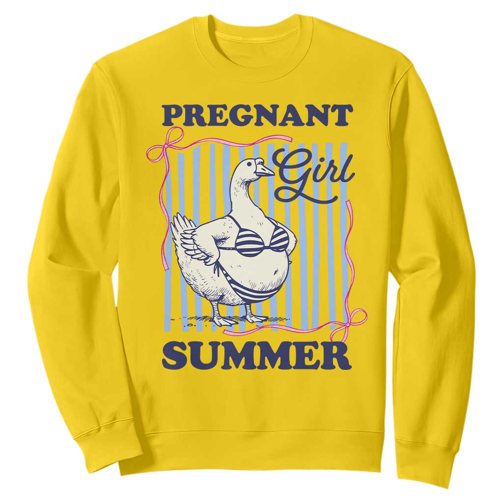 Pregnant Girl Summer Sweatshirt Striped Coquette Summer Goose Beach Pregnancy Announcement TS10 Daisy Print Your Wear