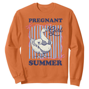 Pregnant Girl Summer Sweatshirt Striped Coquette Summer Goose Beach Pregnancy Announcement TS10 Orange Print Your Wear
