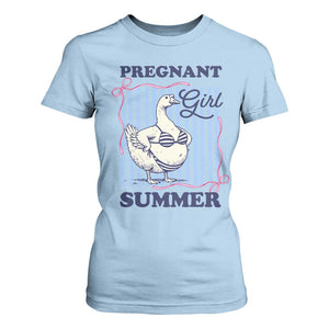 Pregnant Girl Summer T Shirt For Women Striped Coquette Summer Goose Beach Pregnancy Announcement