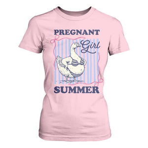 Pregnant Girl Summer T Shirt For Women Striped Coquette Summer Goose Beach Pregnancy Announcement