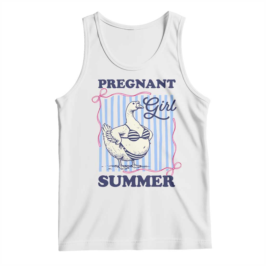 Pregnant Girl Summer Tank Top Striped Coquette Summer Goose Beach Pregnancy Announcement TS10 White Print Your Wear