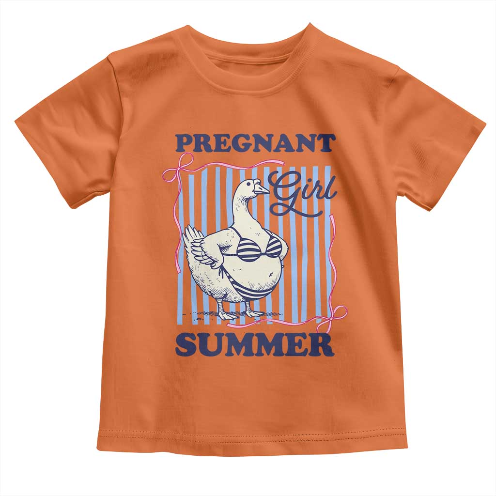 Pregnant Girl Summer Toddler T Shirt Striped Coquette Summer Goose Beach Pregnancy Announcement