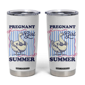 Pregnant Girl Summer Tumbler Cup Striped Coquette Summer Goose Beach Pregnancy Announcement