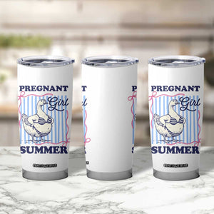 Pregnant Girl Summer Tumbler Cup Striped Coquette Summer Goose Beach Pregnancy Announcement