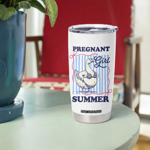 Pregnant Girl Summer Tumbler Cup Striped Coquette Summer Goose Beach Pregnancy Announcement