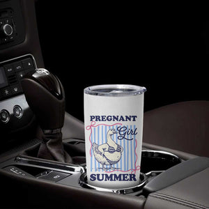 Pregnant Girl Summer Tumbler Cup Striped Coquette Summer Goose Beach Pregnancy Announcement