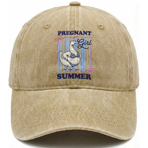 Pregnant Girl Summer Washed Cotton Baseball Cap Striped Coquette Summer Goose Beach Pregnancy Announcement TS10 Print Your Wear